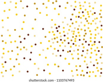 Background with Golden glitter, confetti. Gold polka dots, circles, round. Fiesta pattern. Bright festive, festival pattern for party invites, wedding, cards, phone Wallpapers. Vector illustration