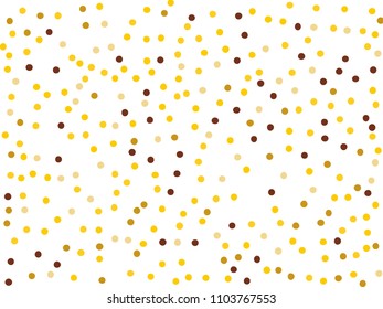 Background with Golden glitter, confetti. Gold polka dots, circles, round. Fiesta pattern. Bright festive, festival pattern for party invites, wedding, cards, phone Wallpapers. Vector illustration