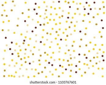Background with Golden glitter, confetti. Gold polka dots, circles, round. Fiesta pattern. Bright festive, festival pattern for party invites, wedding, cards, phone Wallpapers. Vector illustration