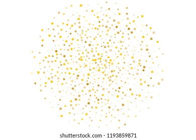 Background with Golden glitter, confetti. Gold polka dots, circles, round. Fiesta pattern. Bright festive, festival pattern for party invites, wedding, cards, phone Wallpapers. Vector illustration