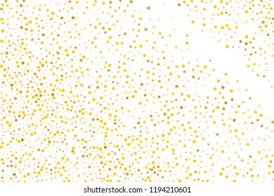 Background with Golden glitter, confetti. Gold polka dots, circles, round. Fiesta pattern. Bright festive, festival pattern for party invites, wedding, cards, phone Wallpapers. Vector illustration