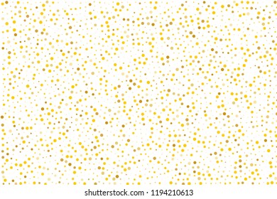 Background with Golden glitter, confetti. Gold polka dots, circles, round. Fiesta pattern. Bright festive, festival pattern for party invites, wedding, cards, phone Wallpapers. Vector illustration
