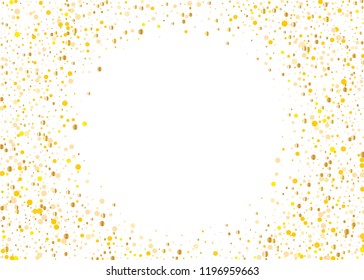 Background with Golden glitter, confetti. Gold polka dots, circles, round. Typographic design. Bright festive, festival pattern for party invites, wedding, cards, phone Wallpapers. Vector illustration