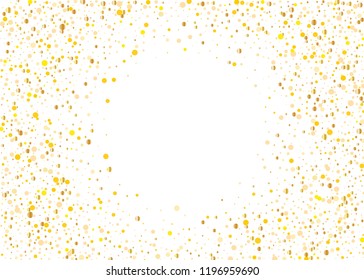 Background with Golden glitter, confetti. Gold polka dots, circles, round. Typographic design. Bright festive, festival pattern for party invites, wedding, cards, phone Wallpapers. Vector illustration