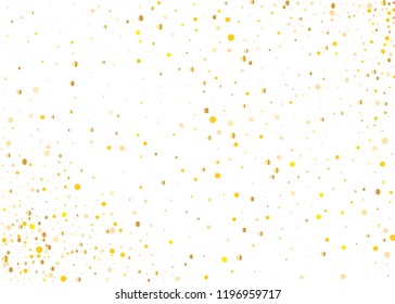 Background with Golden glitter, confetti. Gold polka dots, circles, round. Typographic design. Bright festive, festival pattern for party invites, wedding, cards, phone Wallpapers. Vector illustration