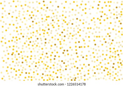 Background with Golden glitter, confetti. Gold polka dots, circles, round. Typographic design. Bright festive, festival pattern for party invites, wedding, cards, phone Wallpapers. Vector illustration