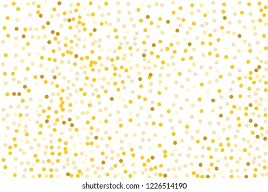 Background with Golden glitter, confetti. Gold polka dots, circles, round. Typographic design. Bright festive, festival pattern for party invites, wedding, cards, phone Wallpapers. Vector illustration