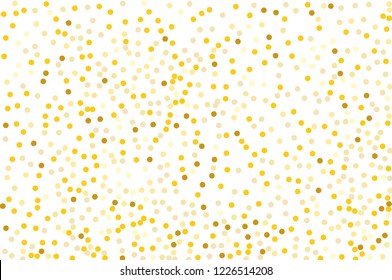 Background with Golden glitter, confetti. Gold polka dots, circles, round. Typographic design. Bright festive, festival pattern for party invites, wedding, cards, phone Wallpapers. Vector illustration
