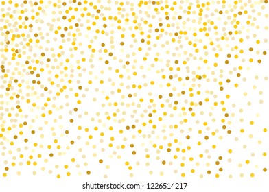 Background with Golden glitter, confetti. Gold polka dots, circles, round. Typographic design. Bright festive, festival pattern for party invites, wedding, cards, phone Wallpapers. Vector illustration
