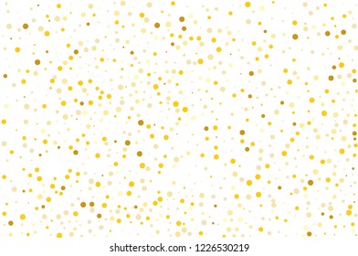Background with Golden glitter, confetti. Gold polka dots, circles, round. Typographic design. Bright festive, festival pattern for party invites, wedding, cards, phone Wallpapers. Vector illustration