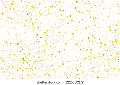 Background with Golden glitter, confetti. Gold polka dots, circles, round. Typographic design. Bright festive, festival pattern for party invites, wedding, cards, phone Wallpapers. Vector illustration