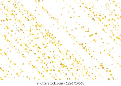 Background with Golden glitter, confetti. Gold polka dots, circles, round. Typographic design. Bright festive, festival pattern for party invites, wedding, cards, phone Wallpapers. Vector illustration