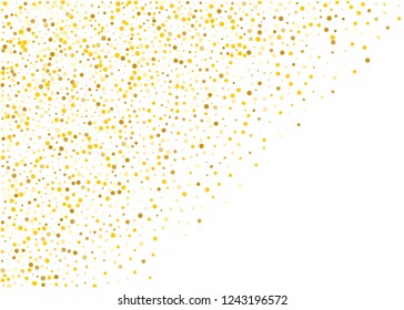 Background with Golden glitter, confetti. Gold polka dots, circles, round. Typographic design. Bright festive, festival pattern for party invites, wedding, cards, phone Wallpapers. Vector illustration