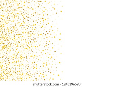 Background with Golden glitter, confetti. Gold polka dots, circles, round. Typographic design. Bright festive, festival pattern for party invites, wedding, cards, phone Wallpapers. Vector illustration