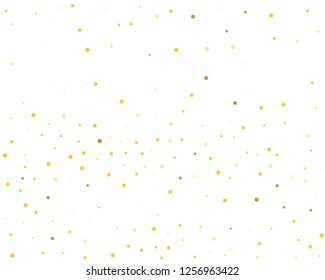 Background with Golden glitter, confetti. Gold polka dots, circles, round. Typographic design. Bright festive, festival pattern for party invites, wedding, cards, phone Wallpapers. Vector illustration
