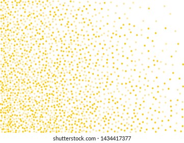 Background with Golden glitter, confetti. Gold polka dots, circles, round. Typographic design. Bright festive, festival pattern for party invites, wedding, cards, phone Wallpapers. Vector illustration