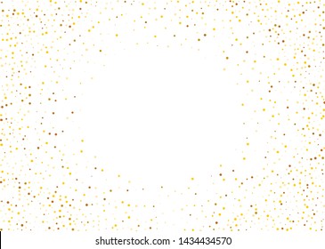 Background with Golden glitter, confetti. Gold polka dots, circles, round. Typographic design. Bright festive, festival pattern for party invites, wedding, cards, phone Wallpapers Vector illustration