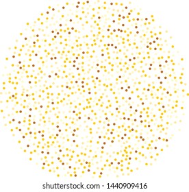 Background with Golden glitter, confetti. Gold polka dots, circles, round. Typographic design. Bright festive, festival pattern for party invites, wedding, cards, phone Wallpapers. Vector illustration