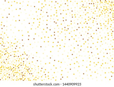 Background with Golden glitter, confetti. Gold polka dots, circles, round. Typographic design. Bright festive, festival pattern for party invites, wedding, cards, phone Wallpapers. Vector illustration