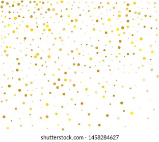 Background with Golden glitter, confetti. Gold polka dots, circles, round. Typographic design. Bright festive, festival pattern for party invites, wedding, cards, phone Wallpapers. Vector illustration