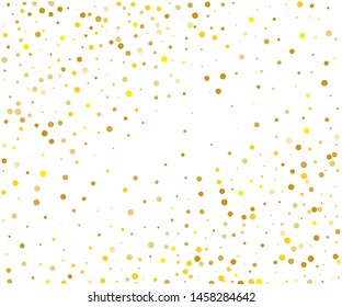 Background with Golden glitter, confetti. Gold polka dots, circles, round. Typographic design. Bright festive, festival pattern for party invites, wedding, cards, phone Wallpapers. Vector illustration
