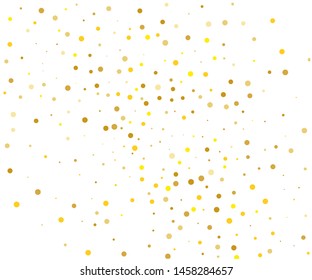 Background with Golden glitter, confetti. Gold polka dots, circles, round. Typographic design. Bright festive, festival pattern for party invites, wedding, cards, phone Wallpapers. Vector illustration