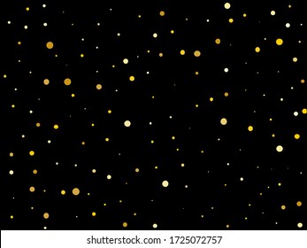 Background with Golden glitter, confetti. Gold polka dots, circles, round. Typographic design. Festive, festival pattern for party invites, wedding, cards, phone Wallpapers. Vector illustration