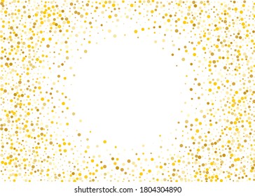 Background with Golden glitter, confetti. Gold polka dots, circles, round. Bright festive, festival pattern for party invites, wedding, cards, phone Wallpapers. Vector illustration