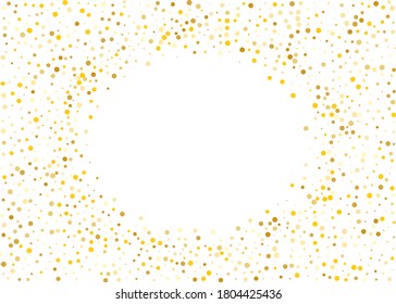 Background with Golden glitter, confetti. Gold polka dots, circles, round. Bright festive, festival pattern for party invites, wedding, cards, phone Wallpapers. Vector illustration