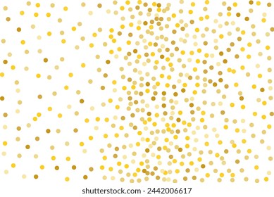 Background with Golden glitter, confetti. Gold polka dots, circles, round. Typographic design. Bright festive, festival pattern for party invites, wedding, cards, phone Wallpapers. Vector illustration