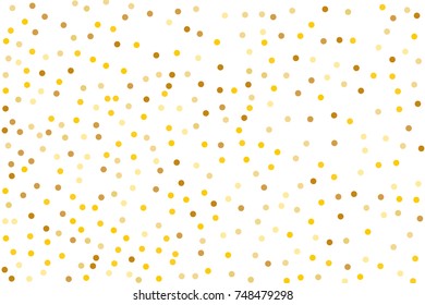 Background with Golden glitter, confetti. Gold polka dots, circles, round. Typographic design. Bright festive, festival pattern for party invites, wedding, cards, phone Wallpapers. Vector illustration