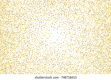 Background with Golden glitter, confetti. Gold polka dots, circles, round. Typographic design. Bright festive, festival pattern for party invites, wedding, cards, phone Wallpapers. Vector illustration