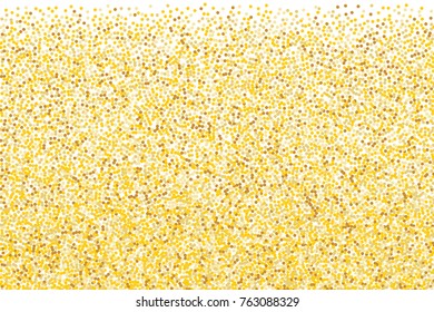 Background with Golden glitter, confetti. Gold polka dots, circles, round. Typographic design. Bright festive, festival pattern for party invites, wedding, cards, phone Wallpapers. Vector illustration