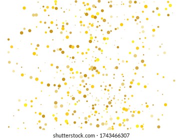 Background with Golden glitter, confetti. Golden Polka round circles or dots. Bright festive, festival pattern for party invites, wedding, cards, phone Wallpapers. Vector illustration