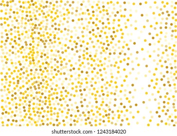 Background with Golden glitter, confetti of the same diameter Gold polka dots, circles, round. Typographic design. Bright festive, festival pattern for party invites, wedding, cards, phone Wallpapers