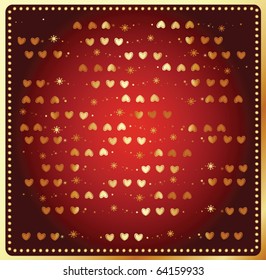 Background with golden heart. Vector