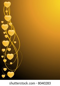 Background with the golden hearts