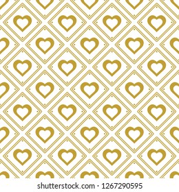 Background with golden hearts. Vector seamless graphic design for web, print use, wrapping paper. Valentine Day illustration.