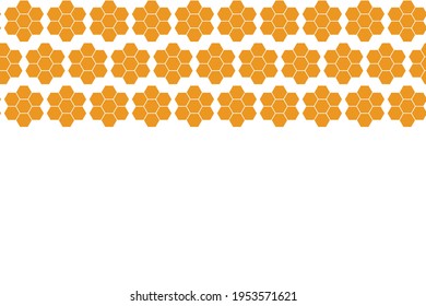 Background with golden honeycomb shapes. Vector illustration. Pattern with glitter effect. Template texture for invitation, poster, card, banner, announcements and others. Doodle style.