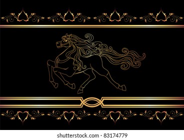 Background with golden horse