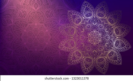 Background With Golden Mandalas, Round Indian Pattern, Muslim Pattern