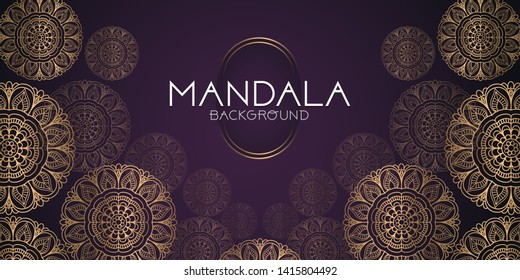 Background With Golden Mandalas, Round Indian Pattern, Muslim Pattern. Gold Mandala Design Background. Vector Illustrator