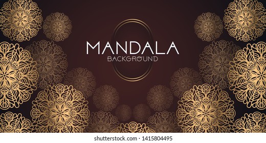 Background with golden mandalas, Round indian pattern, muslim pattern. Gold mandala design background. vector Illustrator