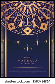 Background with golden mandalas, Round indian pattern, muslim pattern. Gold mandala design background. vector Illustrator