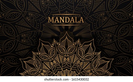 Background with golden mandalas, Round indian pattern, muslim pattern. Gold mandala design background. vector Illustrator