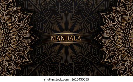 Background with golden mandalas, Round indian pattern, muslim pattern. Gold mandala design background. vector Illustrator