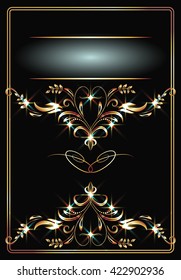 Background with golden ornament and glowing stars