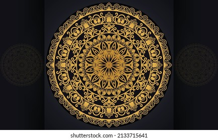 Hintergrund mit goldenem Dekor. Das mandala Muster Design.