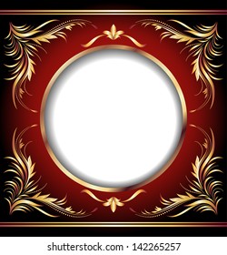 Background with golden ornament and round frame