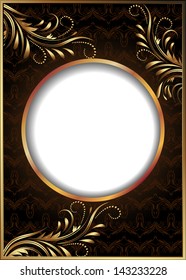 Background with golden ornament and round frame